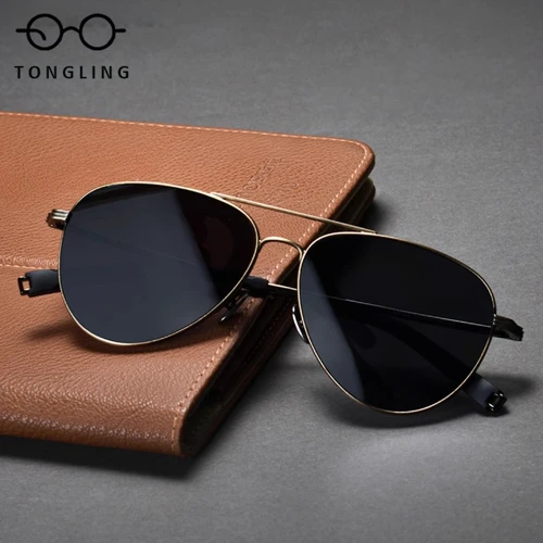 2025 Gafas de sol de conducción resistentes a los rayos UV para hombre, retro y de moda, de doble haz, polarizadas, de titanio puro, ultraligeras, de cara grande, para mujer