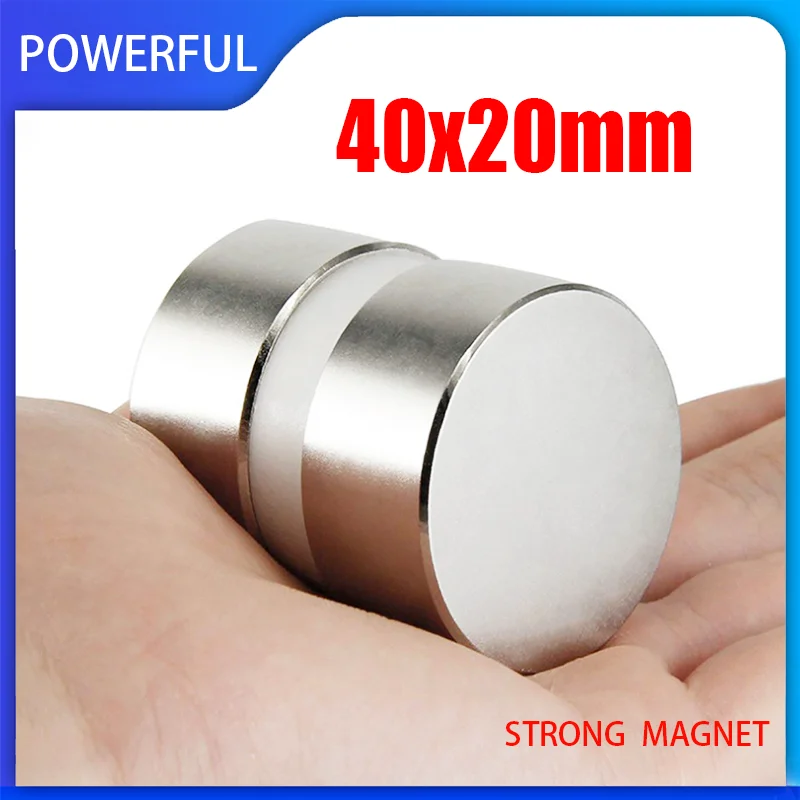 

1/2PCS 40x20 mm Thick Rare Earth Neodymium Magnet 40x20mm Big Strong Round Magnets N35 Permanent Disc Search Magnet 40*20