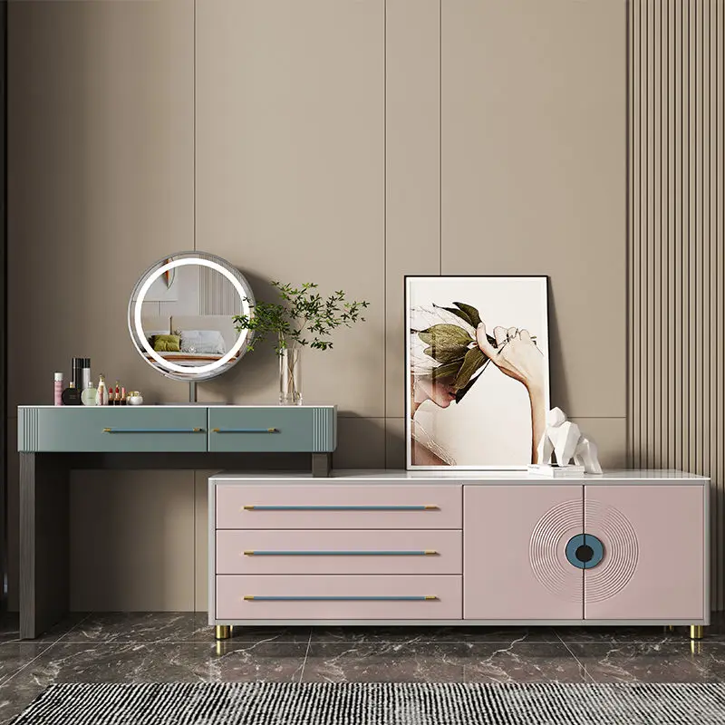 Women Aesthetic Dressing Table Drawers Girl Wood Dresser Dressing Table Essentials Texture Coiffeuse De Chambre Furniture