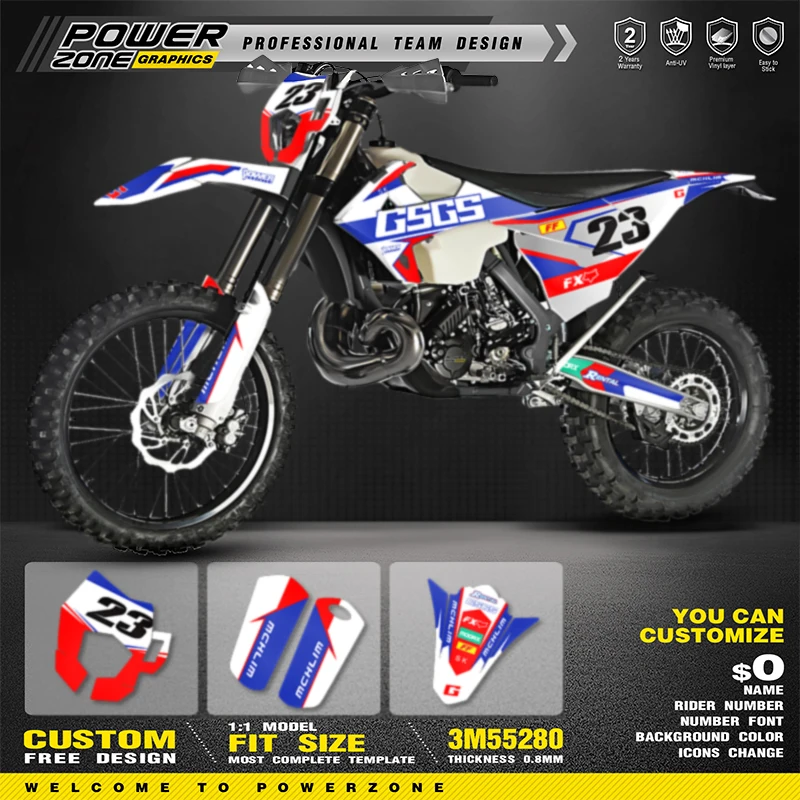 PowerZone Custom Team Graphics Backgrounds Decals For 3M Stickers Kit For GASGAS EC 2018 2019 2020  01