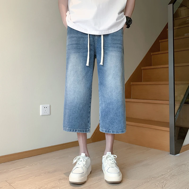 2023 Summer New Men's Baggy Denim Shorts Fashion Loose Casual Capris Thin Over Knee Shorts Brand Men's Casual Pants S- 3XL