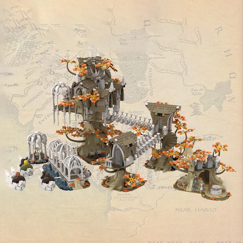 

3830 деталей MOC Lothlorien: Полный набор для сборки модели из «Хоббита» и «Властелин колец», конструктор, подарок, креативный коллекционный декор для демонстрации