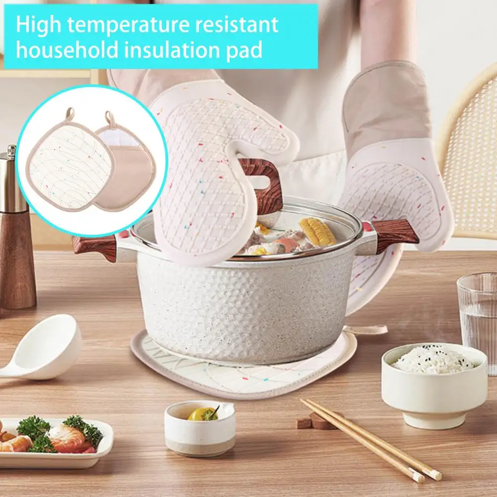 Functional Kitchen Decor Accessories Silicone Pot Holders with Pockets Heat Resistant Oven Mitts for Kitchen for Kitchen