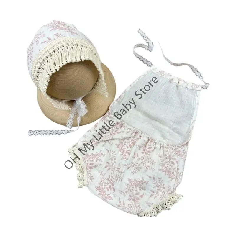 M76C زي التصوير الفوتوغرافي قبعة وملابس رومبير من الدانتيل ملابس التقاط الصور مستلزمات الأطفال #3