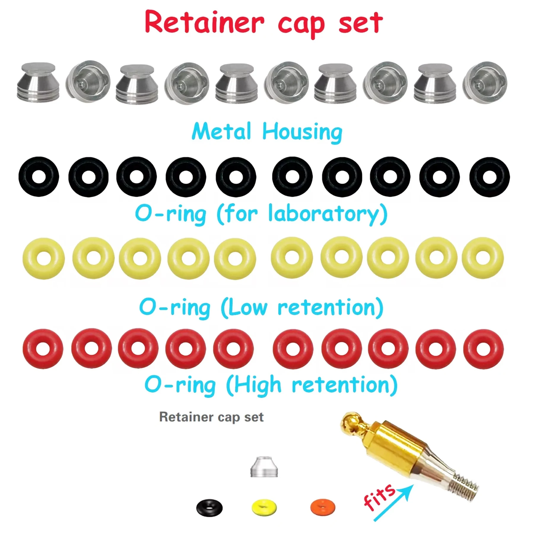 

Implant Dental O-Ring Metal Housing Kit ball attachment abutment Retention for Compatible Hiossen