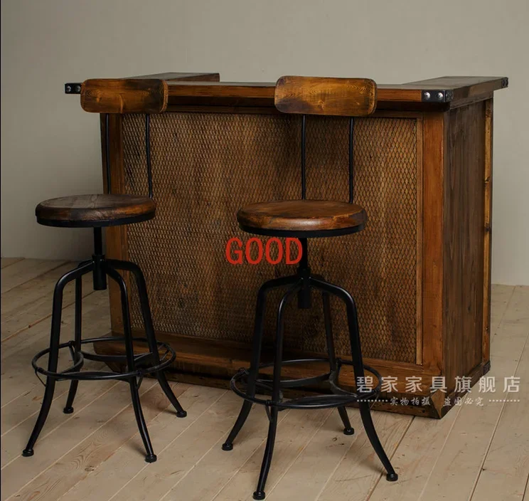 Retro checkout page Industrial style solid wood bar simple and modern