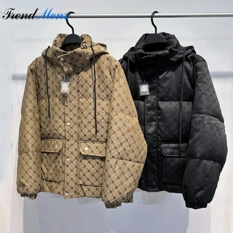 Winter Hooded Parka Jackets Men Autumn And Winter Large Embroidery Letters Warm Hooded Cotton Padded Coat Casual Jackets