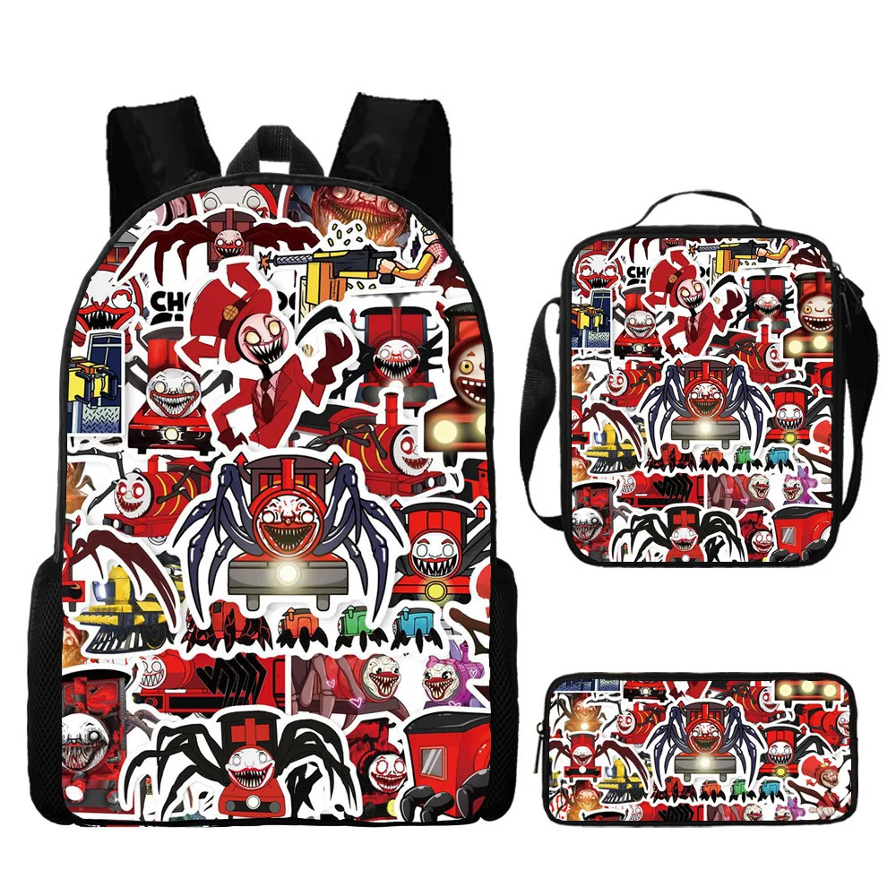 

Hip Hop Youthful Novelty Choo Choo Charles 3D Print 3pcs/Set Student Travel bags Laptop Daypack Backpack Lunch Bag Pencil Case