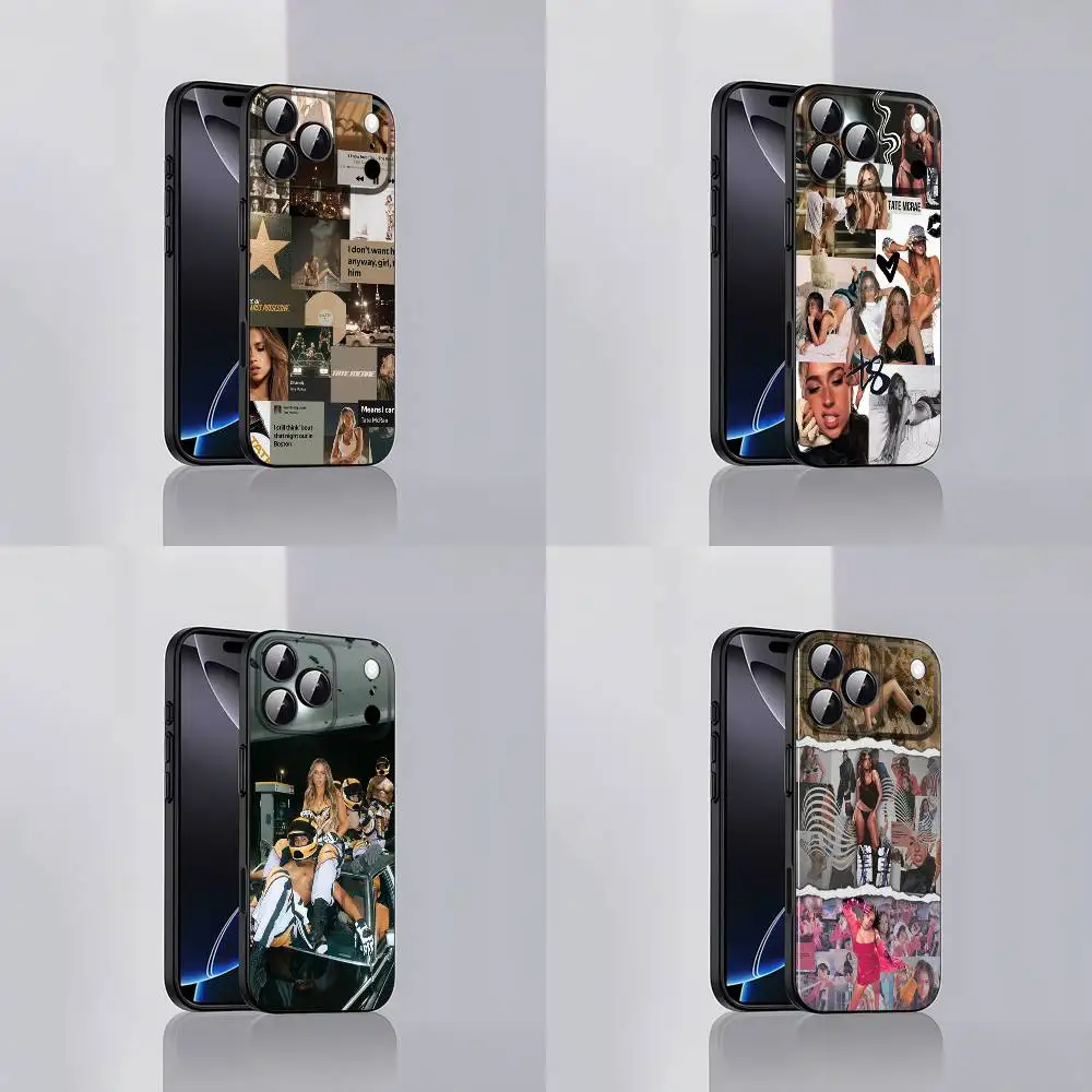 

Singer Girl T-Tate McRae Phone Case For iPhone 17,16,15,14,13,12,Pro,Max,Plus,E,SE4,Air,Mini Black Soft Cover