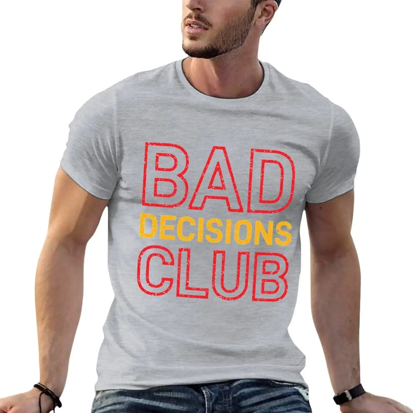 Bad Decisions Club T-Shirt hippie clothes boys animal print Short sleeve tee men