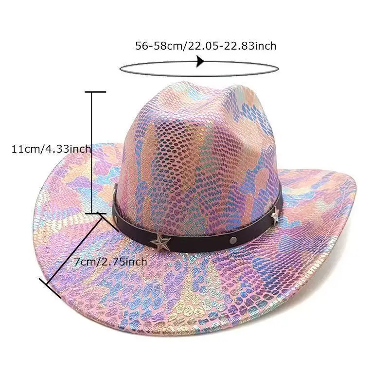 HongLuan Glitter Costume Cappello Adulto e Cappelli da Cowboy Strass per Donna, Cowboy Cosplay Accessori Femminili e Berretto da Cowgirl