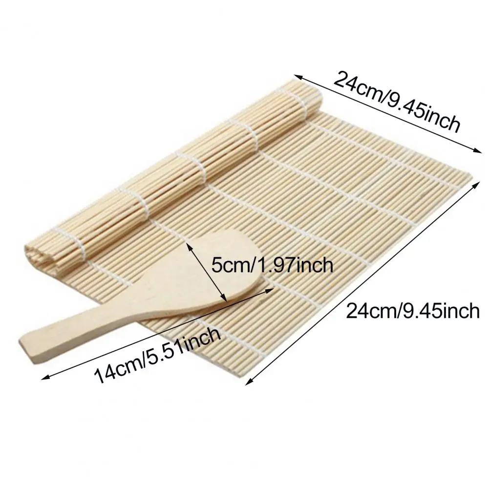 

24cm Sushi Rolling Curtain With Rice Spoon Set Natural Bamboo Sushi Mat Roller Sushi Making Supplies For Shaping Molding Roll