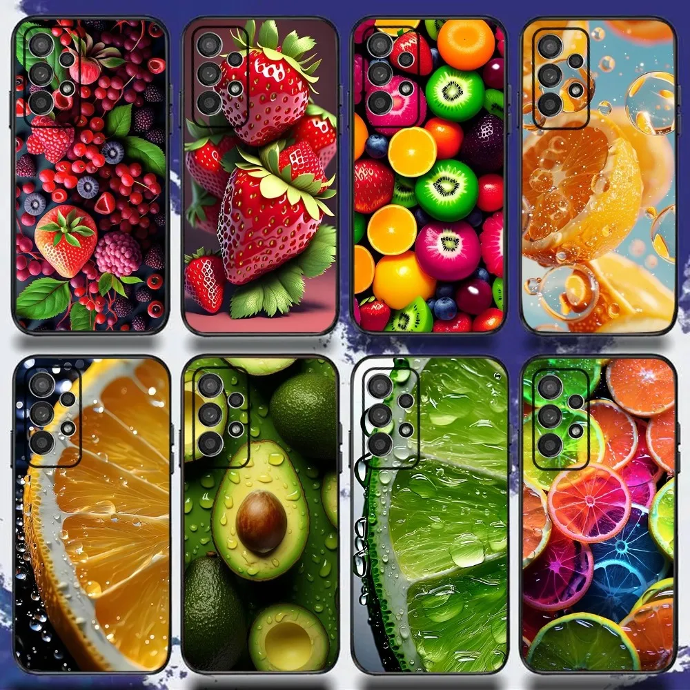 

Colorful Fruits Phone Case For Samsung S21,S22,S23,S30,Ultra,S20,Plus,Fe,Lite,Note,10,9,5G Black Soft Cover