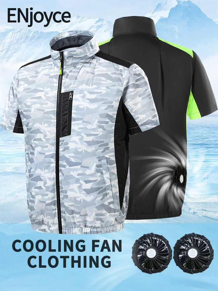 

Men Cooling Fan Clothing Outdoor Workwear Women Short Sleeved Air-Conditioned Suit USB Charging Sun Protection Coats Summer