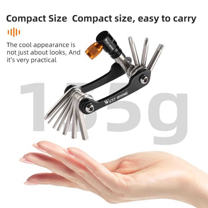 WEST BIKING Multifunctional Bicycle Repair Tool Portable 11 In 1 Folding Tool MTB Road Bike Repair Tool With CO2 Inflator Nozzle