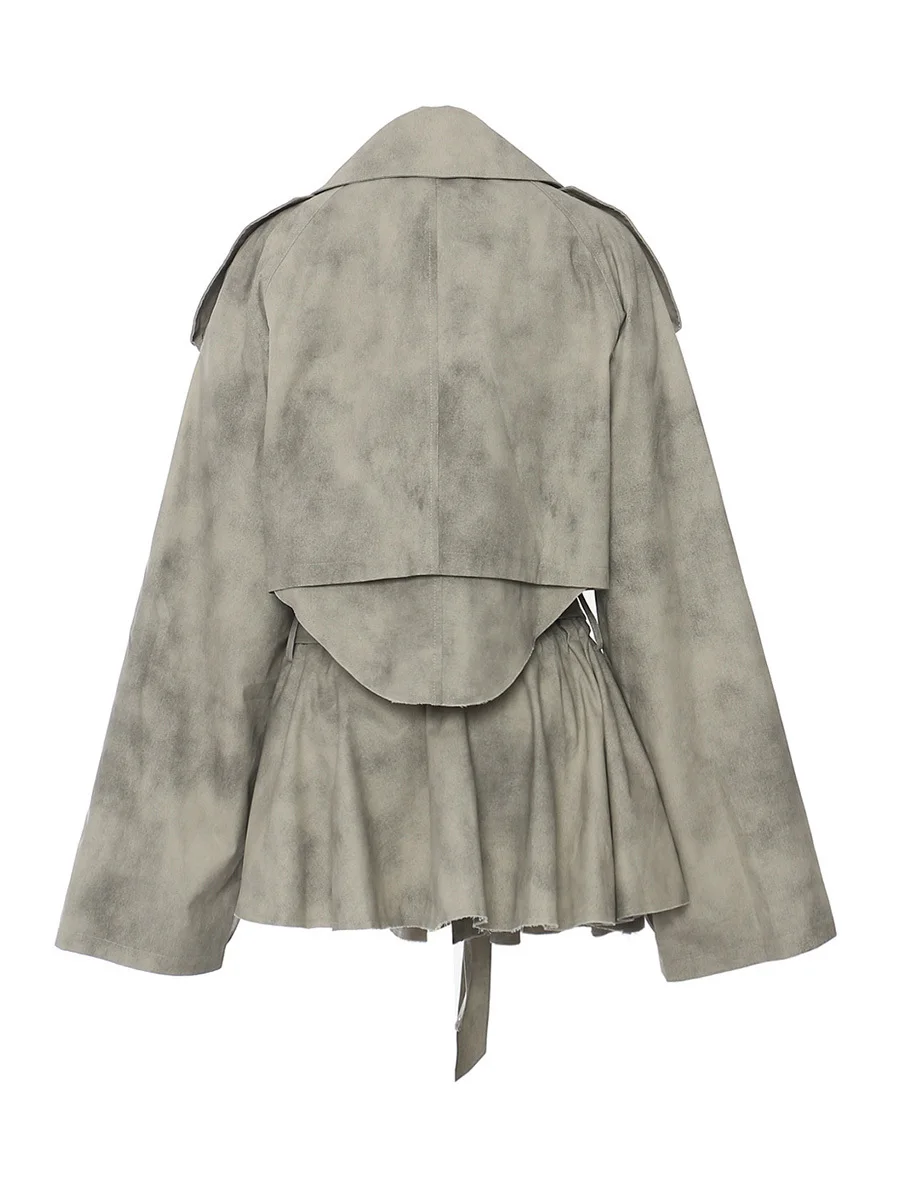 TWOTWINSTYLE Two Piece Set For Women Lapel Long Sleeve Coat High Waist Loose Mini Skirt Slimming Sets Female Fashion Fashion New