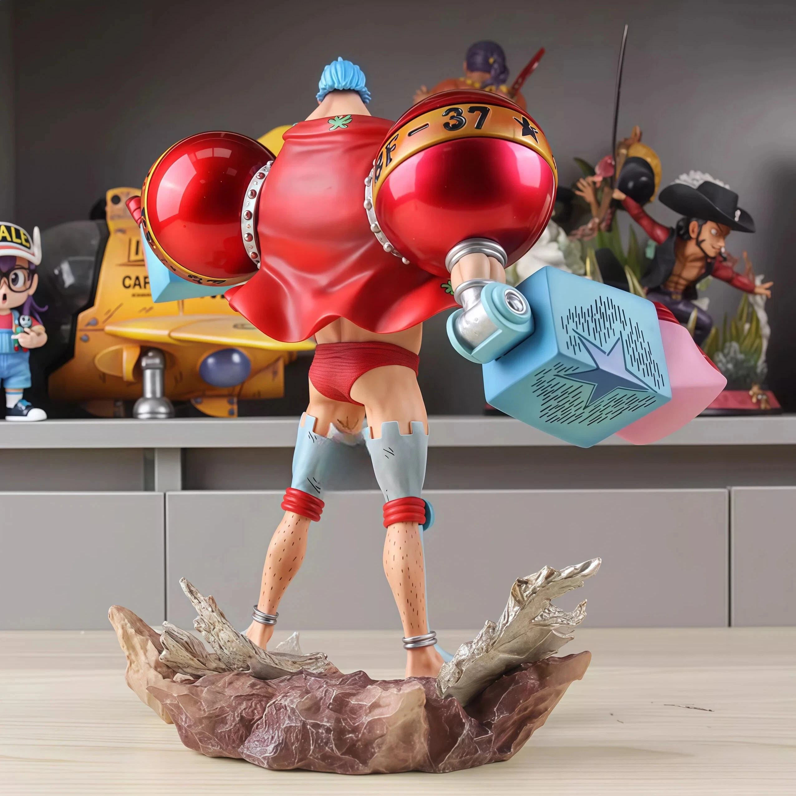 28cm One Piece  Lx Franky Gk Double-Headed Statue Gk Figure Exclusive Platform Cartoon Character Exquisite Desktop Ornaments