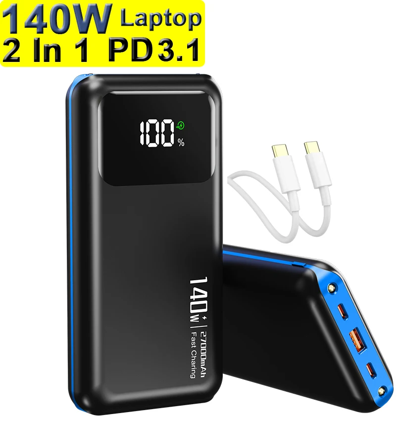 

140Watt Two Way Super Notebook Powerbank 27000mah PD3.1 Fast Charging Portable Led 25000mah Power Bank Laptop for iPhone MacBook