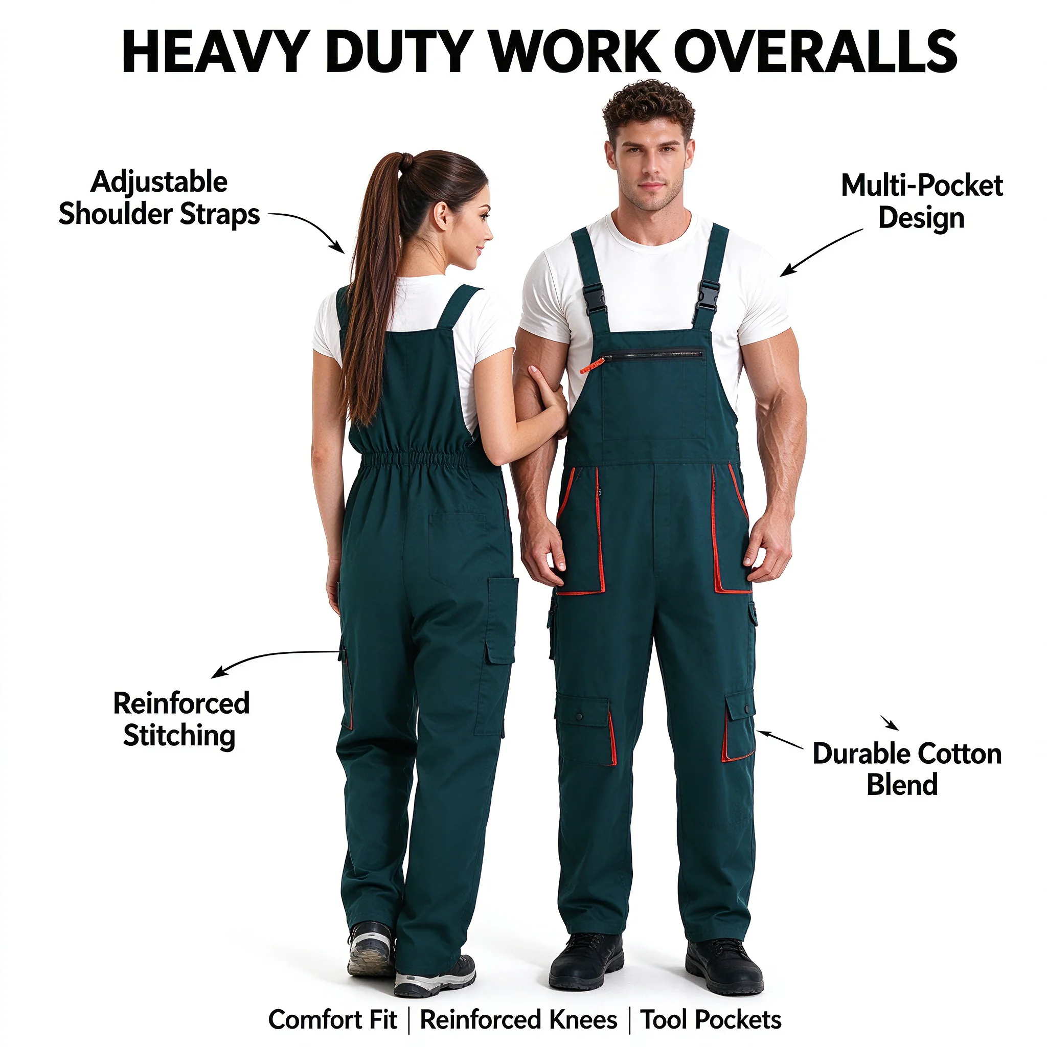 New Men's Long-Sleeved Overalls with Zipper Pocket Jumpsuit Fashion Labor Casual Work Clothes Plus Size S-4xl