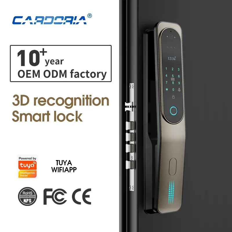 Fingerprint card ID card  Palm vein Face Recognition Support Remote Mobile Phone Unlock Alarm Automatic Door Smart Lock