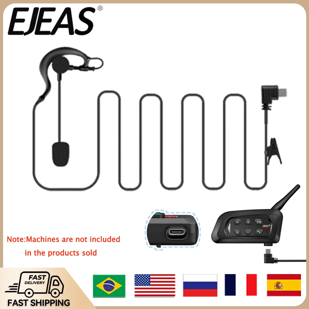 

1/2 шт. EJEAS гарнитура для рефери с громкой связью типа C, полный дуплекс, гарнитура для рефери, аксессуары для EJEAS V4C PLUS + V6C PRO