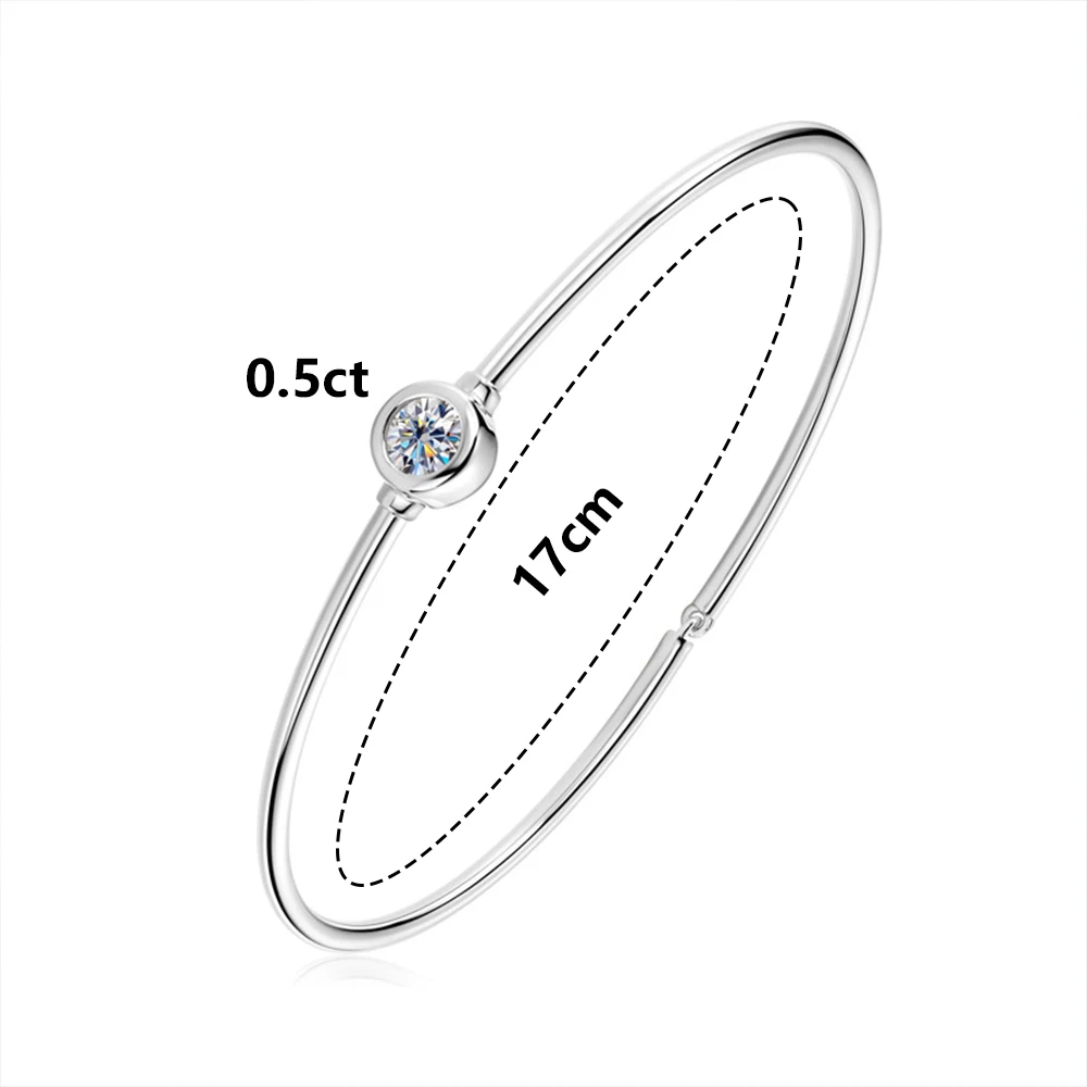 

2025 New Single 0.5CT Moissanite S925 Silver Bracelet 17cm for Lady Party Anniversary Birthday Present Engagement Jewelry