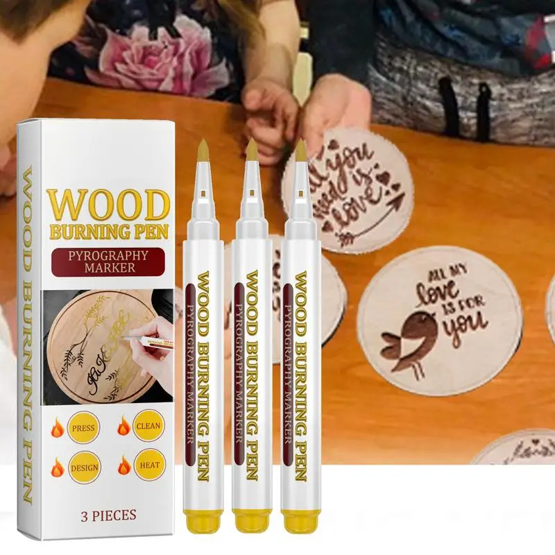 Scorch Pen Markers For Wood Wood Scorch Burning Marker Pen Oil-Based Ink Wood Painting Tool For Walnut Basswood Poplar And Birch