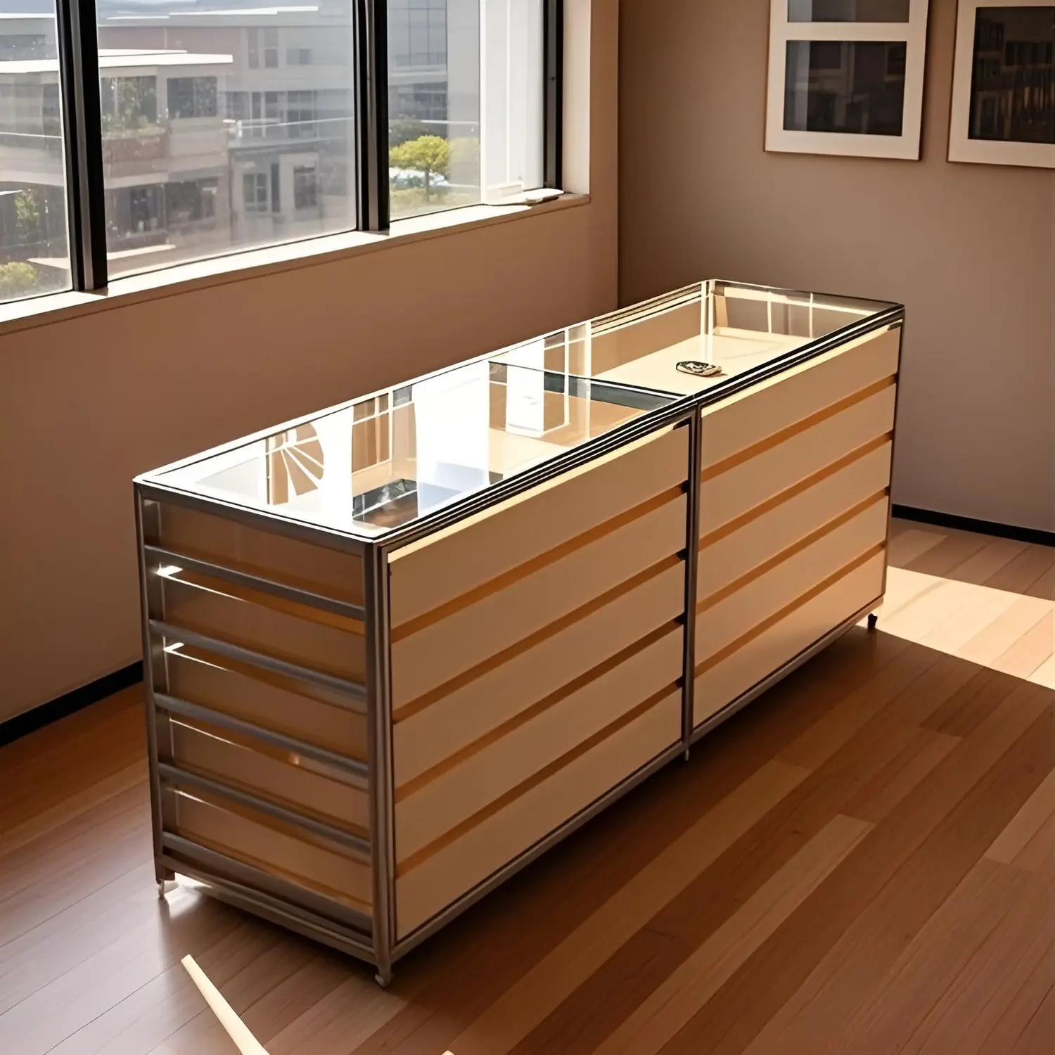 Modern Living Room Display Cabinet Aluminum Storage Chest DIY Office Display Cabinet for Shopping Mall Container Store Jewelry