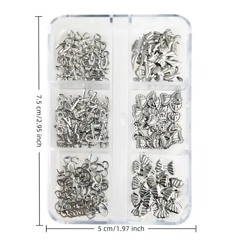 6-roosters boog metalen nagelbedels pailletten dun vel strass goud zilver nagelkunst decoratie voor manicure doe-het-zelf