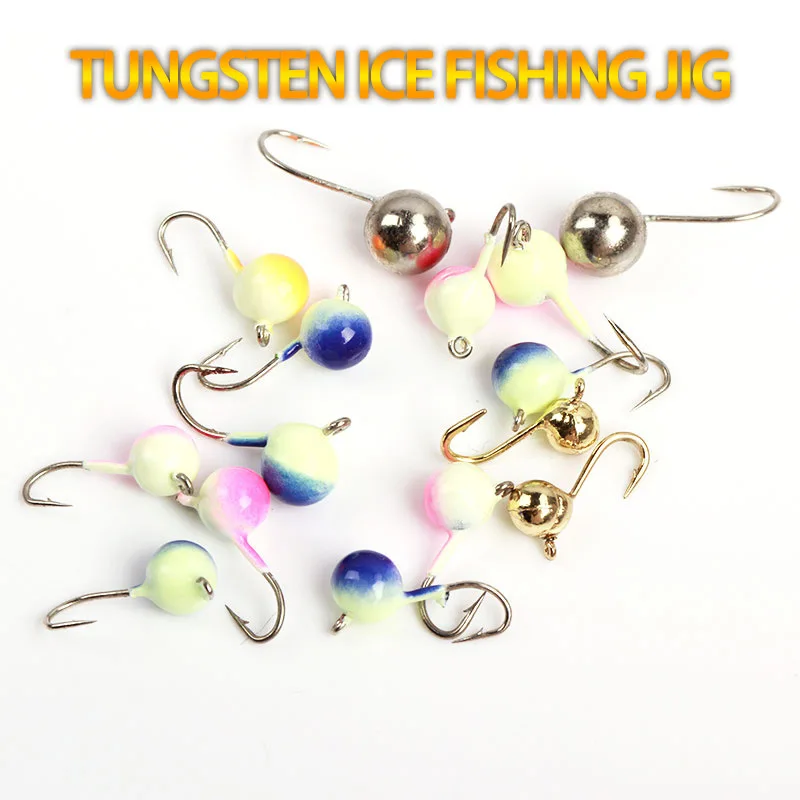 Ball Ice Jig Head Hook 2.5mm/3mm/4mm/5mm Ice Fishing Hook Swing Jig Head Deep Water Soft Lure Tungsten Ice Fishing Jig Head