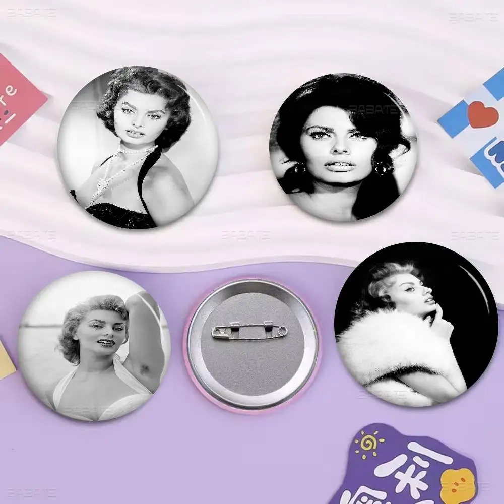 الموضة الحديثة ستار صوفيا لورين صور دبابيس الإبداعية شارة مستديرة الهدايا دبابيس 32/44/58 مللي متر #2