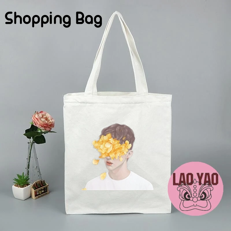 Troye Sivan Tote Bags Aesthetic Girlfriend Gift Shopping Bag I Feel The Rush Shopper Totebag Cloth Canvas Women Special Purpose