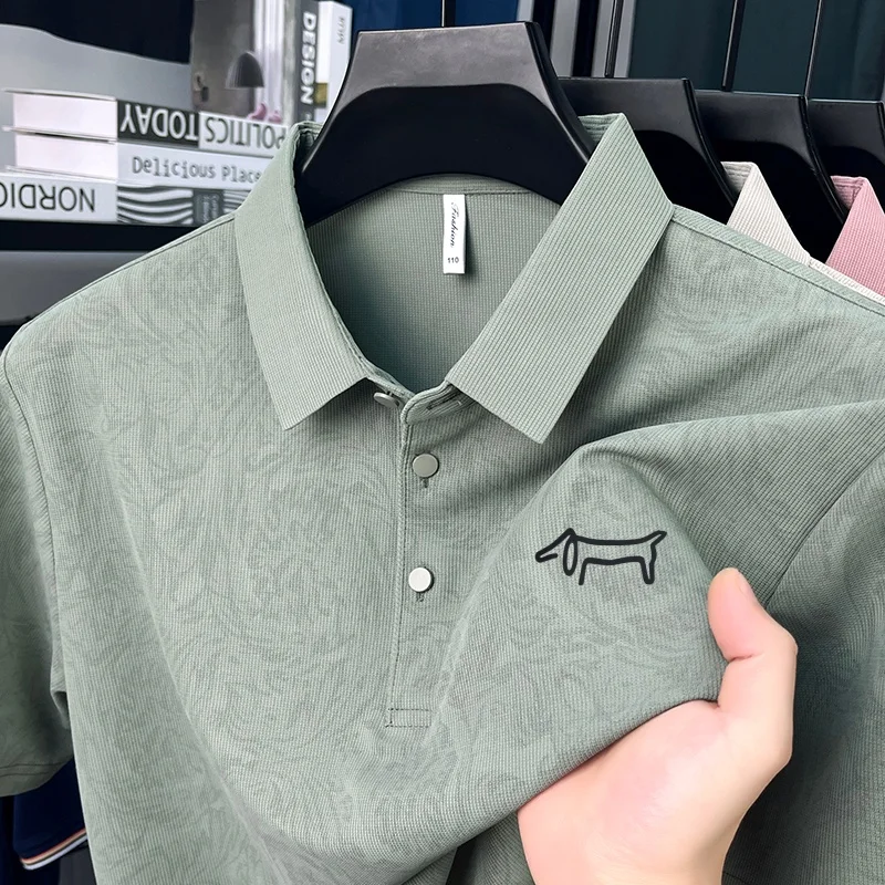 Designer Brand Original Printed Men's Polo Shirt Summer New Solid Color Short Sleeved Lapel T-Shirt Fashion Versatile Men's Wear