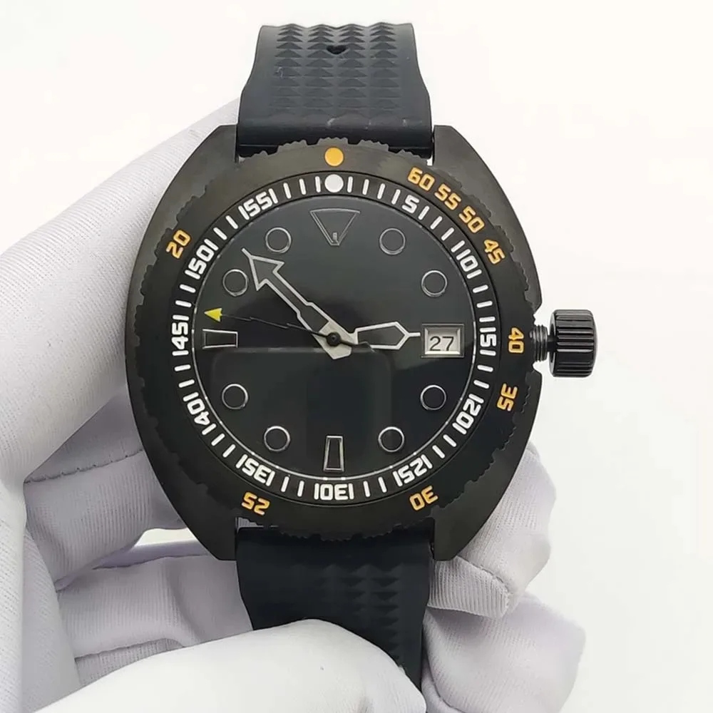 PARNSRPE All Black Mens Automatic Mechanical Watch One Way Rotating Bezel Sapphire Glass Waterproof CHINA NH35 Movement