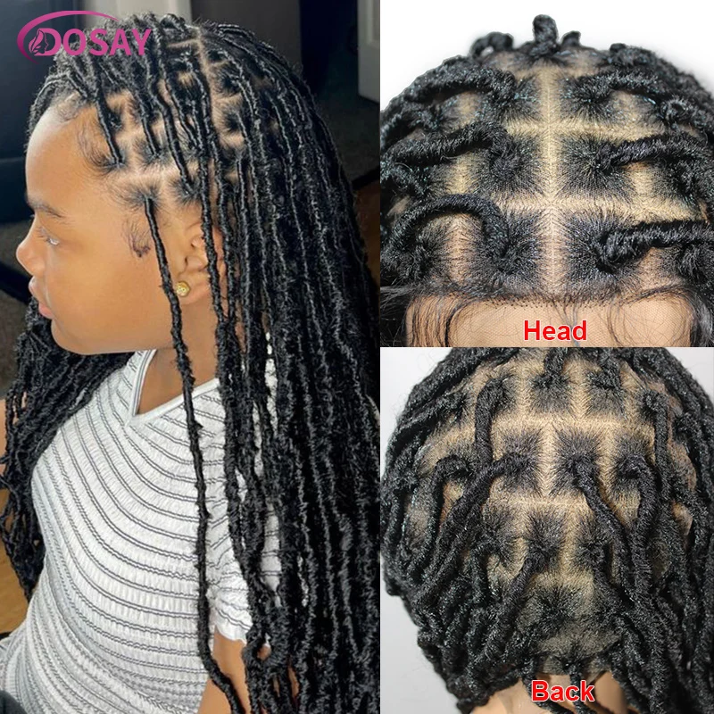 Peluca trenzada sintética Locs Goddess para mujeres negras, trenzas de caja de encaje completo, mariposa suave, pelo de ganchillo falso, prebucle, 40"