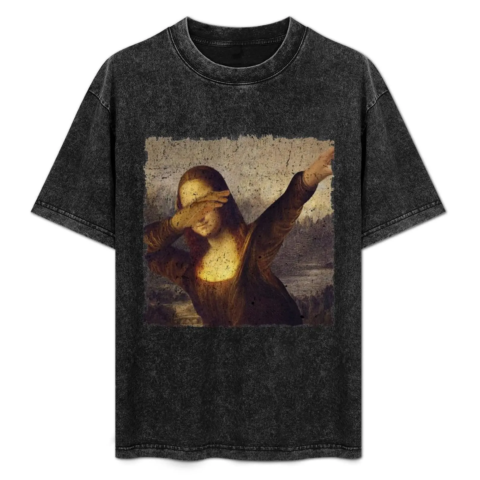 

Vintage Mona Lisa Dabbing Dab Meme T-Shirt Casual Street Style Short Sleeve Tee