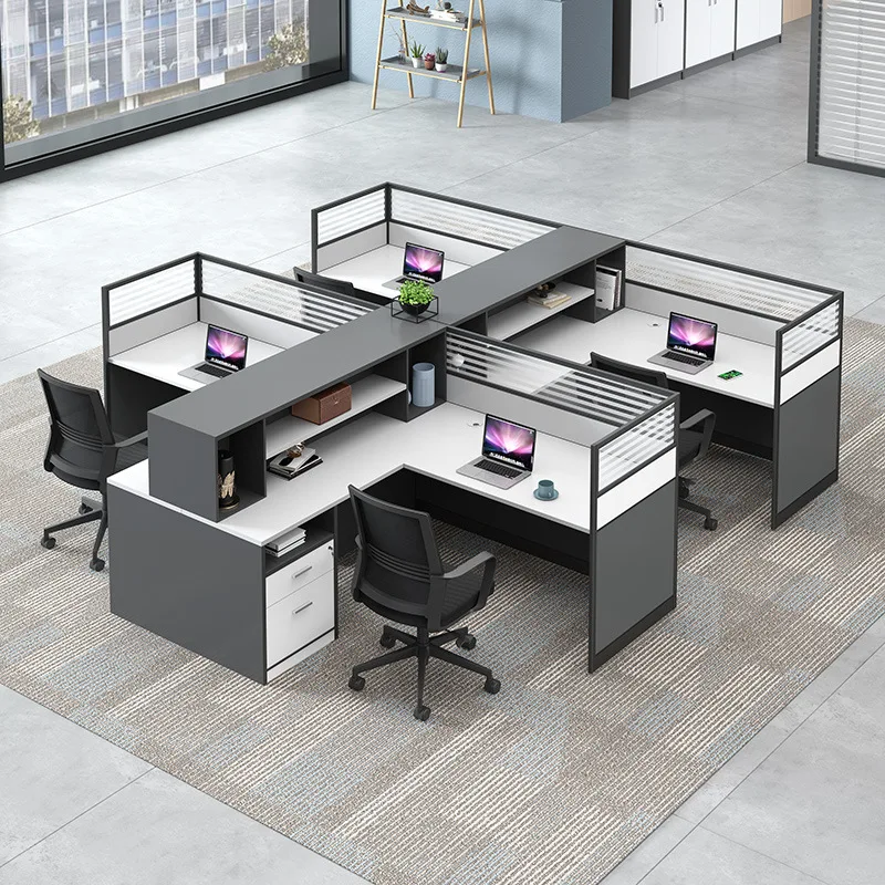 Staff office desk and chair combination screen card seat finance computer desk