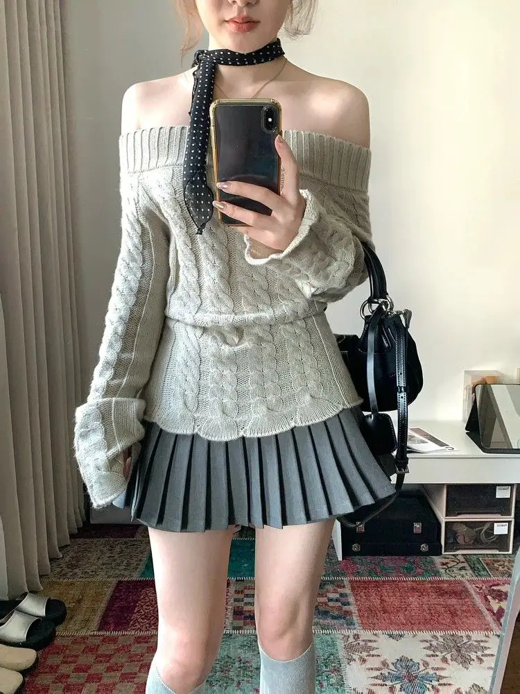 

Autumn Knitted Sweater Women Japan Fashion Clothing Vintage Y2k Casual Sexy Pullover Elegant Long Sleeve Bodycon Evening Party
