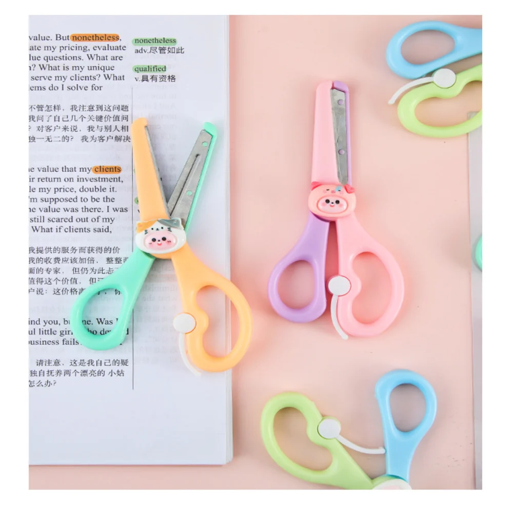 مقص سلامة للأطفال مقص حيوانات معدني مقص لطيف اليدوية للمدرسة قطع الورق مقص القرطاسية المنزلية اليدوية #3