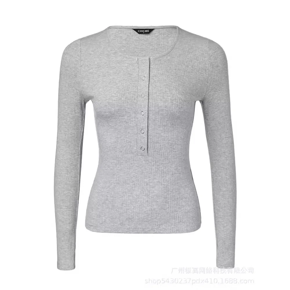 New Arrival Sexy Elegant Women's Basic Long Sleeves Tops 2024 Autumn Casual Tight V-Neck Versatile Elastic Knitted Base T-Shirt