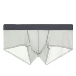 Cueca masculina com bojo, roupa íntima de seda e gelo, cuecas sem costura, calcinha macia, lingerie respirável, calça curta ultrafina, verão