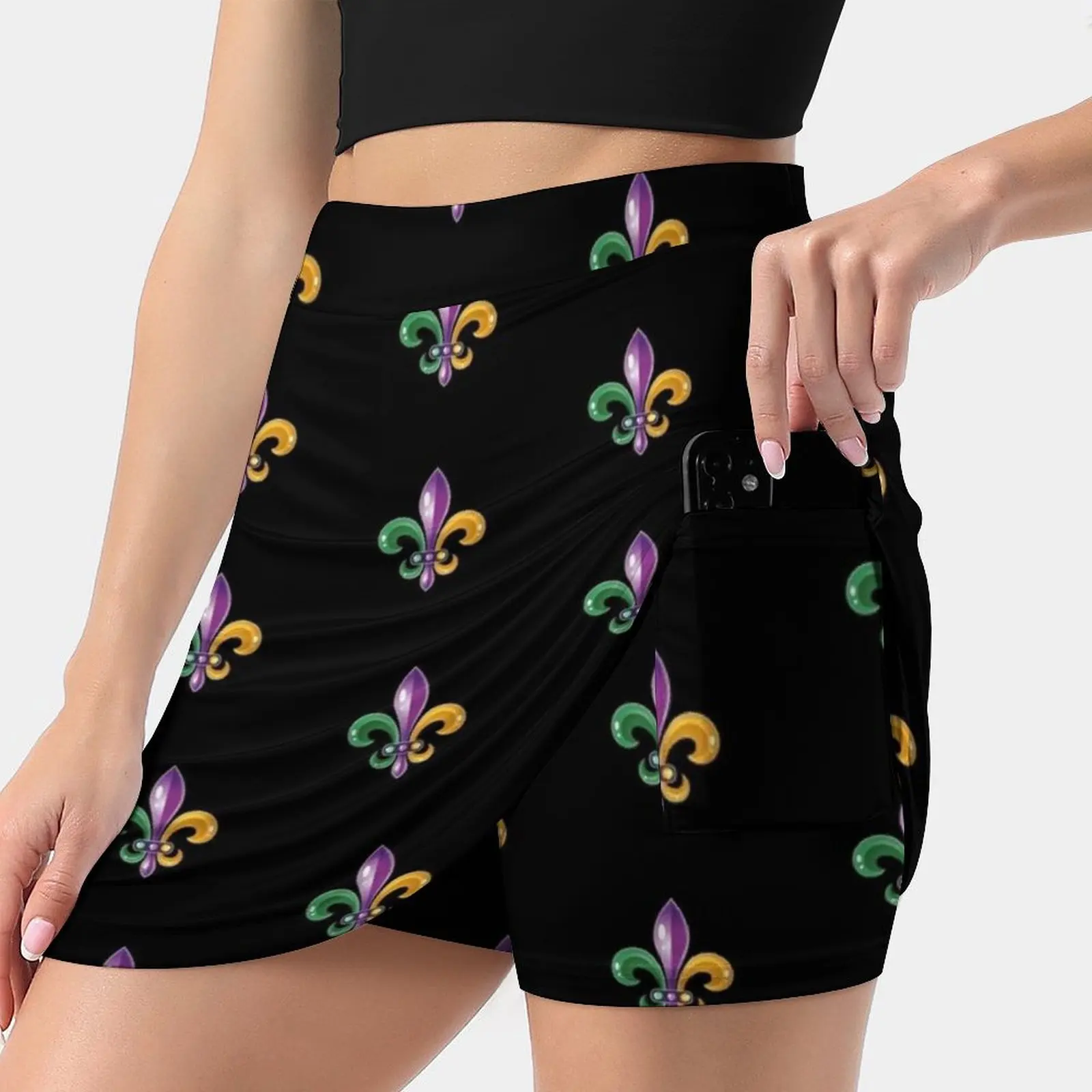 

Fleur De Lis Mardi Gras Carnival Lily Skirts Woman Fashion 2022 Pant Skirt Mini Skirts Office Short Skirt Fleur De Lis Fleur De