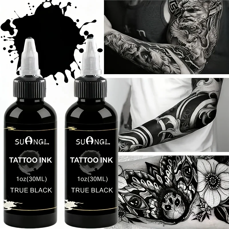 30ML Black & White Tattoo Ink, Professional Tattoo Black Ink with High Brightness and Fine Particles for Easy Application.
