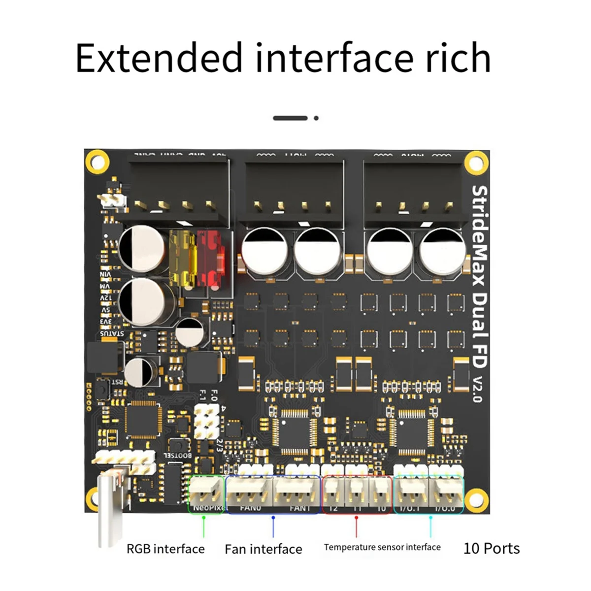 Placa base StrideMax Dual FD Tmc5160 y fusible para coche, placas máximas de 60V, compatibles con Klipper y RRF para impresoras 3D Voron VZ