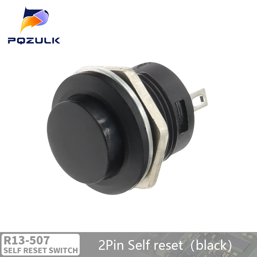 6PCS Momentary Push Button Switch 16mm Momentary 6A/125VAC 3A/250VAC Runde Schalter R13-507 SCHWARZ ROT GRÜN WEIß BLAU GELB