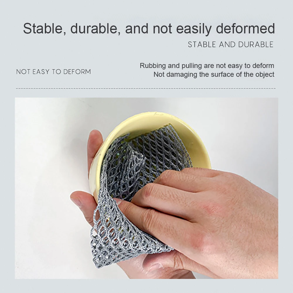 Grid Wire Dishwashing Towel Decontamination Cleaning Silver Wire Mesh Dishwashing Cloth Multi-function Degreasing Scouring Pad