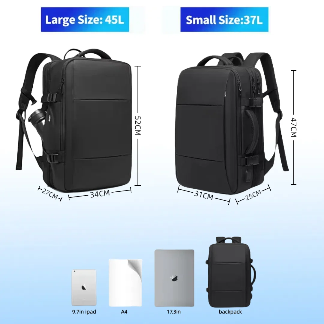 Men's Business Backpack School Expandable Large Capacity USB Bag 17.3 Laptop Waterproof Fashion Backpack Outdoor Travel Backpack