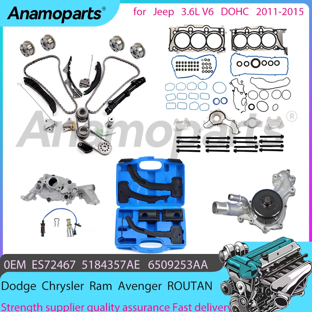 Timing chain Kit water/oil pump toolbok Overhaul Rebuild set for 3.6L 11-15 Dodge Chrysler Avenger Jeep 3.6 L V6 DOHC 5184356AE