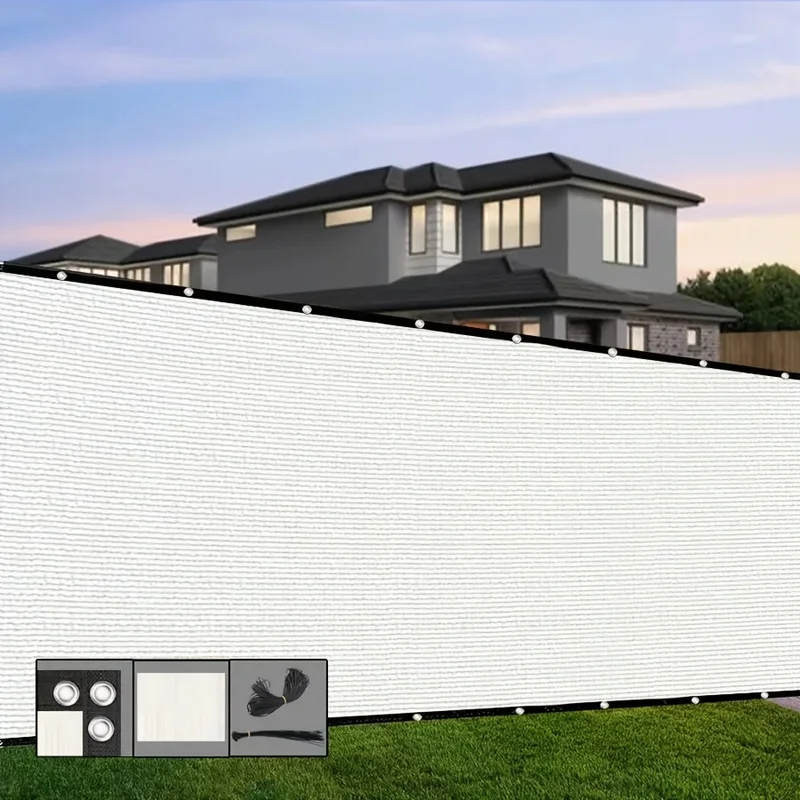 

White Balcony Privacy Screen - Outdoor Patio Windscreen Fabric, Fencing Net, Anti-Wind Netting Cloth (4' to 8')
