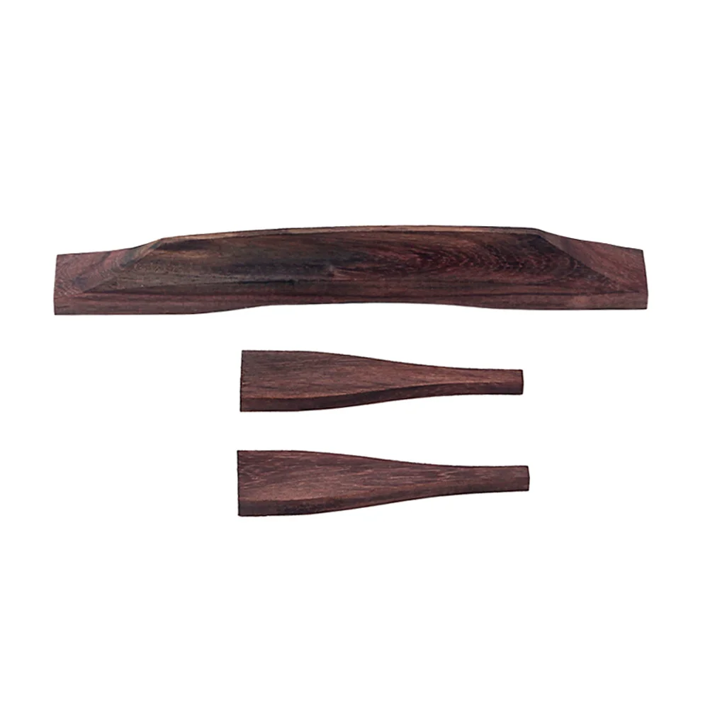 

Guitar Bridge Rosewood Brown Center Bridge Two Mustache Pieces Adjustable Roller Saddles Replacement for Bass Guitar